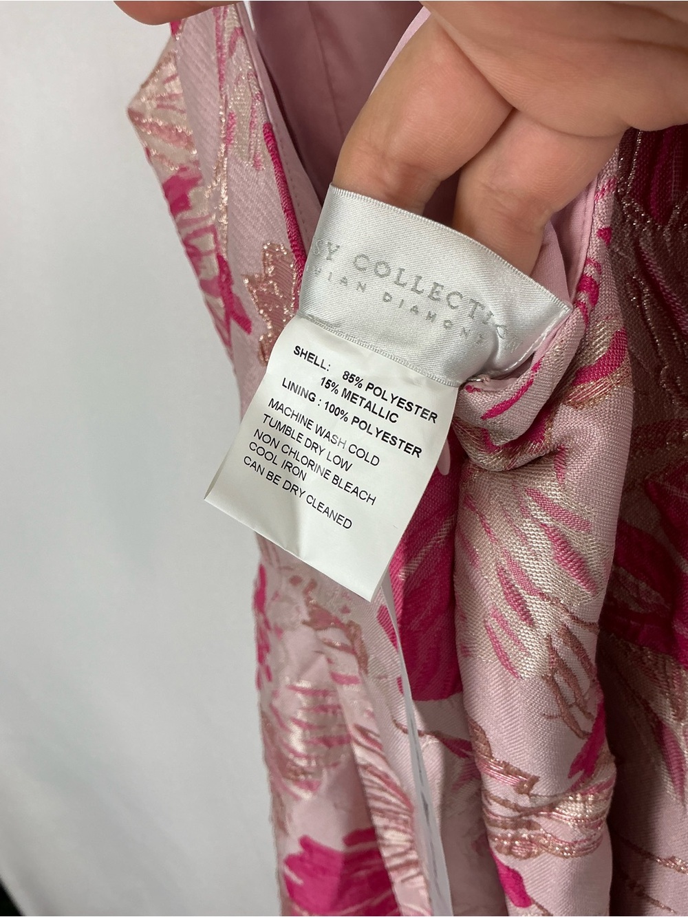 Dessy Collection Hibiscus Pink Floral Jacquard Maxi Dress - Picture 6 of 6